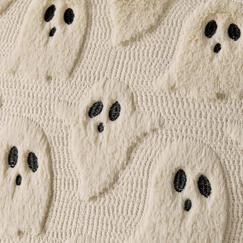 MIULEE White Halloween Pillow Covers Cute Ghost Decor Set of 2 18x18