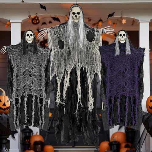 Halloween Decorations Outdoor/Indoor,Set of 3 Scary Hanging Ghosts
