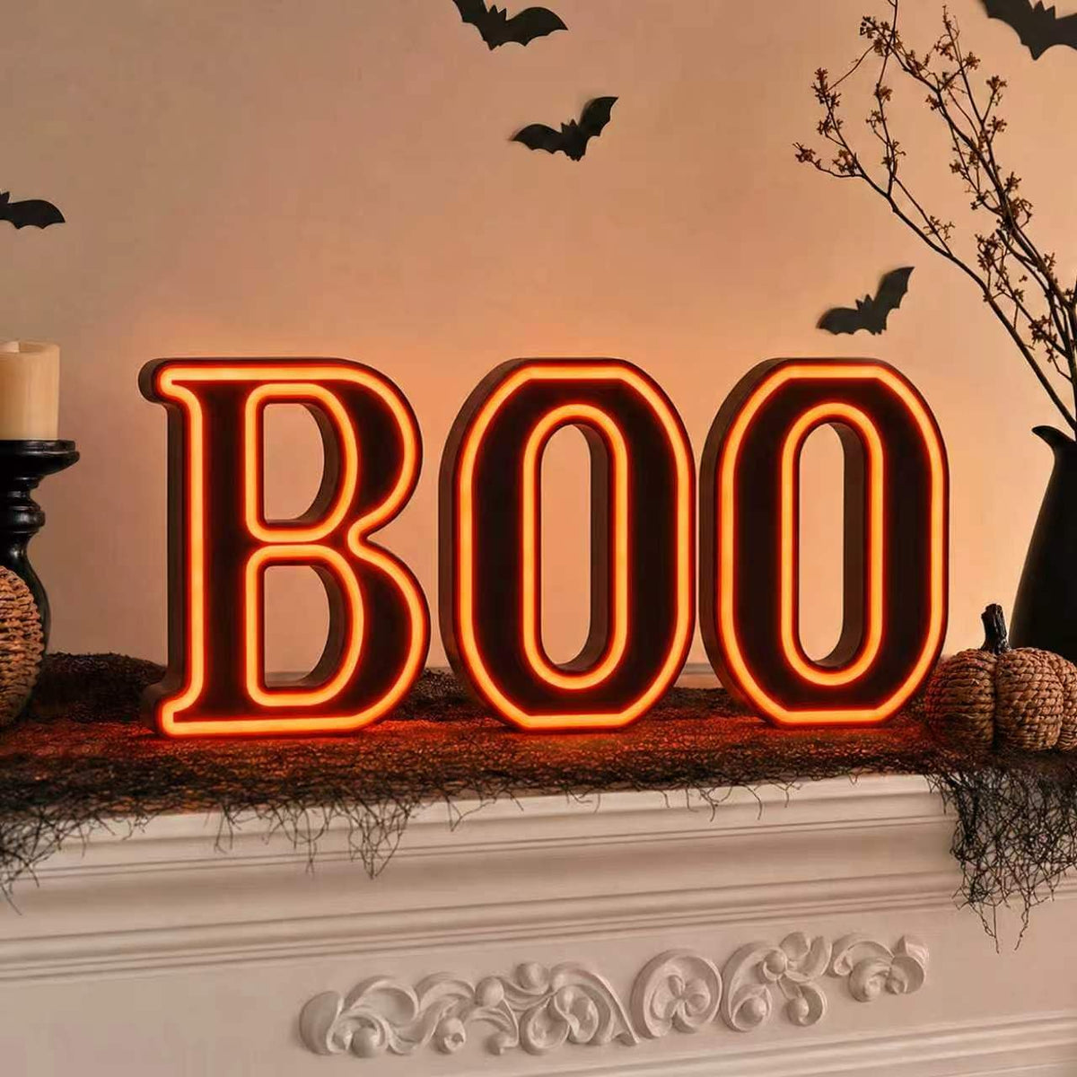 Halloween Decorations– BOO Light Up Sign for Halloween Decor Indoor
