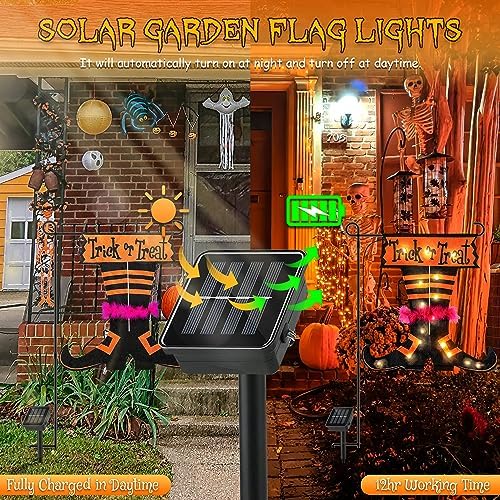 Lighted Halloween Garden Flag,12x18 Inch Solar Powered Yard Flag