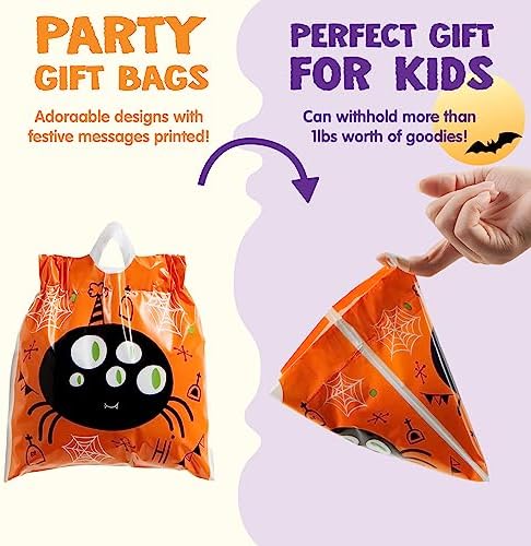 JOYIN 108 PCS Halloween Drawstring Treat Bags with 9 Character Designs, Mini Halloween Goodie Candy Bags, Plastic Gift Bag Bulk for Kids Boys Girls Trick or Treating, Party Favor Supplies