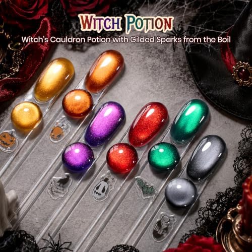 Beetles Halloween Box Cat Eye Gel Nail Polish Set, Witch Potion 6 Colors