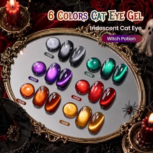 Beetles Halloween Box Cat Eye Gel Nail Polish Set, Witch Potion 6 Colors