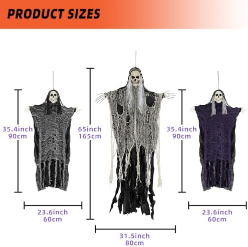 Halloween Decorations Outdoor/Indoor,Set of 3 Scary Hanging Ghosts