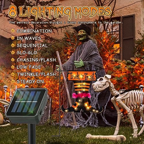 Lighted Halloween Garden Flag,12x18 Inch Solar Powered Yard Flag