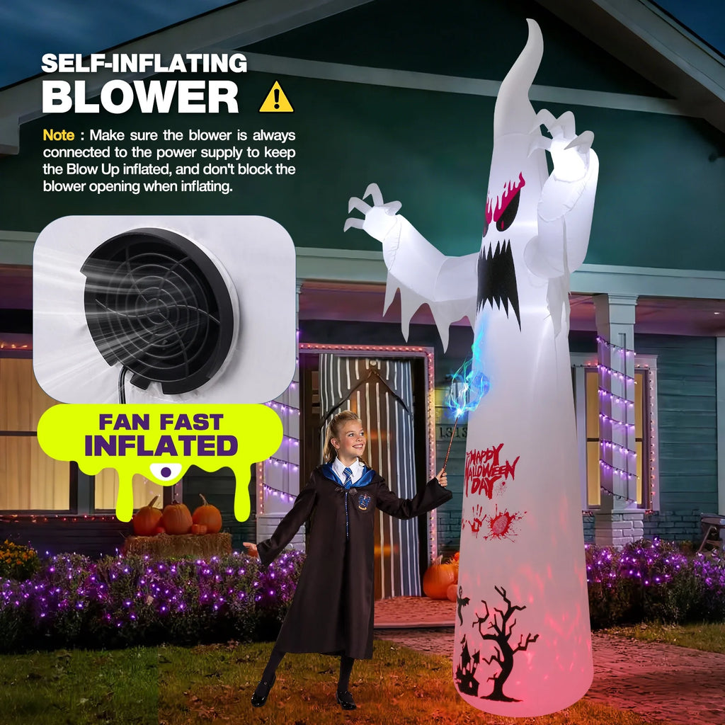 Ayieyill 8.5FT Halloween Inflatables Pumpkin Ghost Family with Built-in LED Lights, Halloween Blow up Yard Decorations