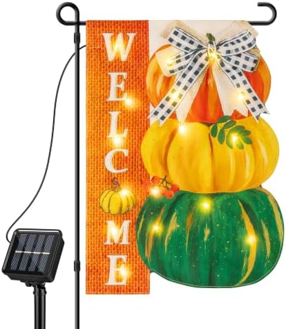Lighted Halloween Garden Flag,12x18 Inch Solar Powered Yard Flag