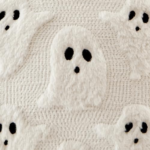 MIULEE White Halloween Pillow Covers Cute Ghost Decor Set of 2 18x18