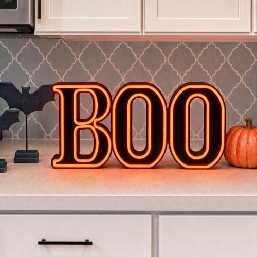 Halloween Decorations– BOO Light Up Sign for Halloween Decor Indoor