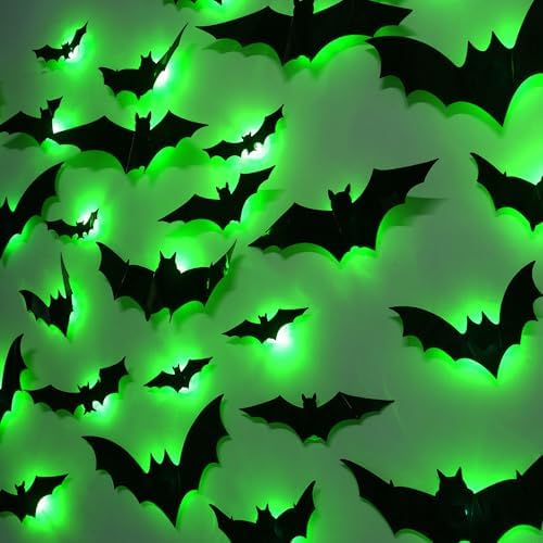 DR.DUDU 36 Pack Halloween Wall Decor Light up Spiders, Purple