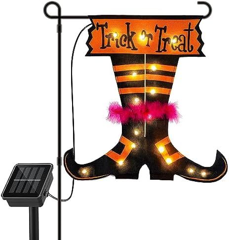 Lighted Halloween Garden Flag,12x18 Inch Solar Powered Yard Flag