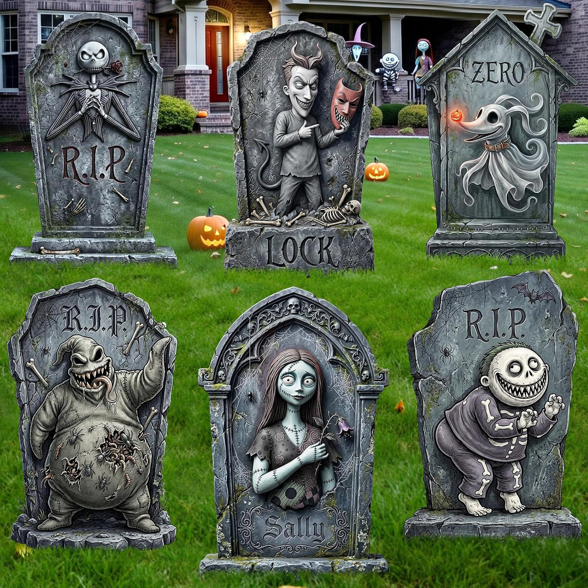KLYRO 17 Inch Halloween Tombstones Outdoor Yard signs Graveyard Decorations