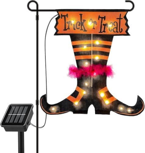 Lighted Halloween Garden Flag,12x18 Inch Solar Powered Yard Flag