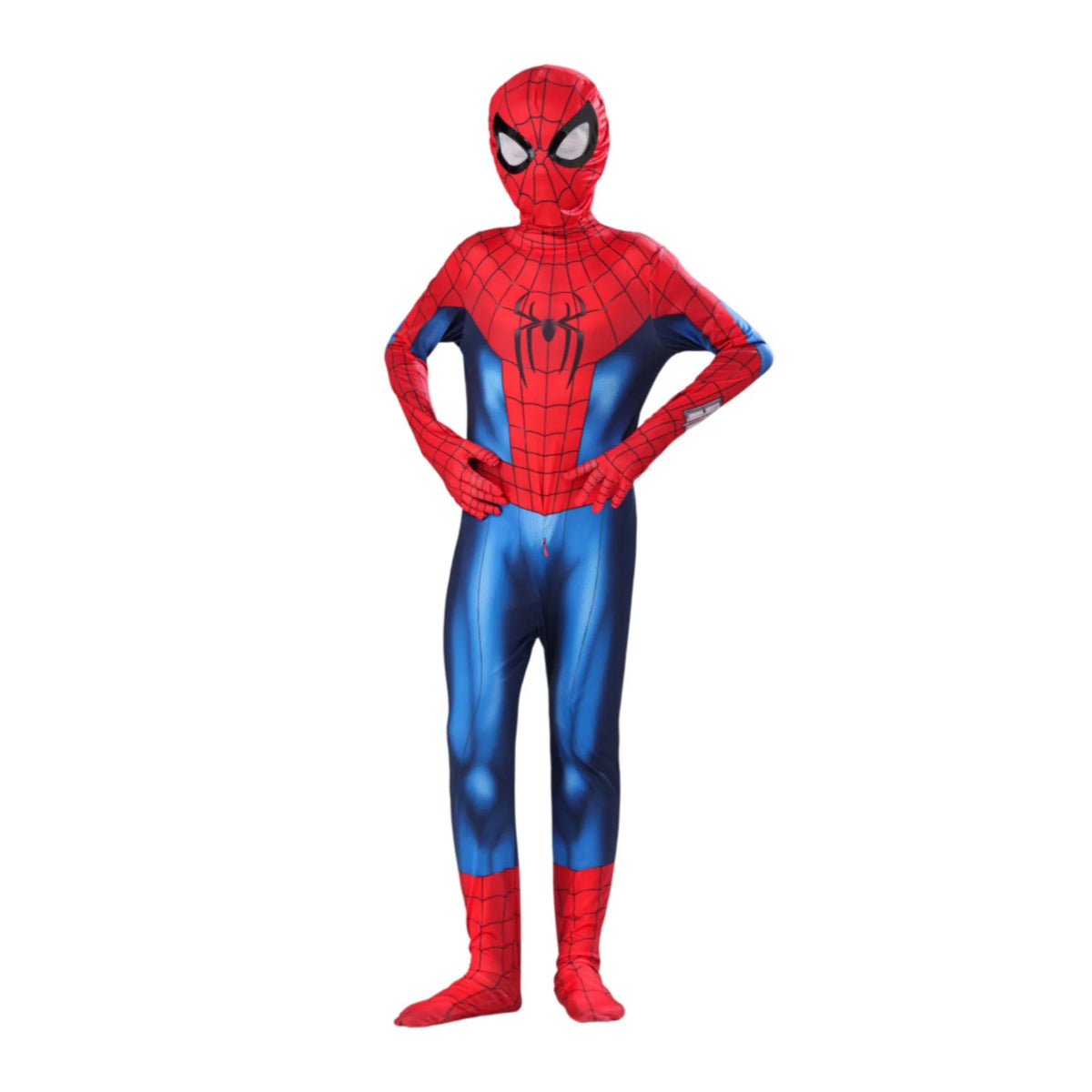 Spider Hero Full Body Jumpsuit Costume, Boys 3D Print Stretch Bodysuit with Head Mask, Halloween Cosplay Outfit for Stage Performance Theme Party