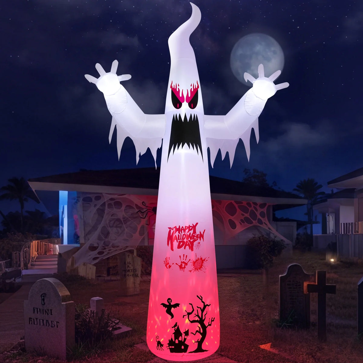 Ayieyill 8.5FT Halloween Inflatables Pumpkin Ghost Family with Built-in LED Lights, Halloween Blow up Yard Decorations