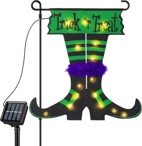 Lighted Halloween Garden Flag,12x18 Inch Solar Powered Yard Flag