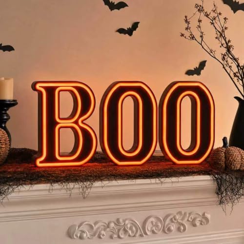 Halloween Decorations– BOO Light Up Sign for Halloween Decor Indoor