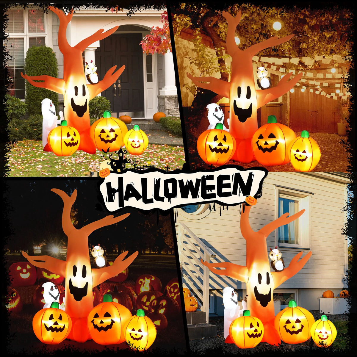 Yexmas 8FT Halloween Inflatables Dead Tree,Outdoor Halloween Decorations with Built-in LED Lights ,Halloween Blow Up Yard Decorations with Pumpkin,Ghost,and Owl