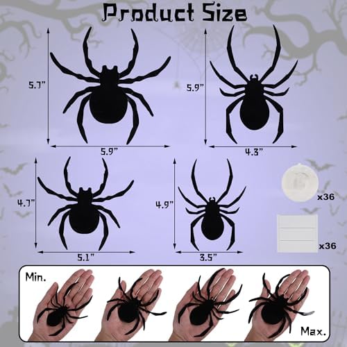 DR.DUDU 36 Pack Halloween Wall Decor Light up Spiders, Purple