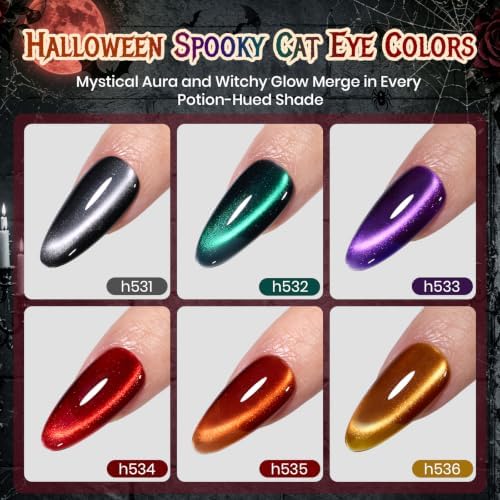 Beetles Halloween Box Cat Eye Gel Nail Polish Set, Witch Potion 6 Colors