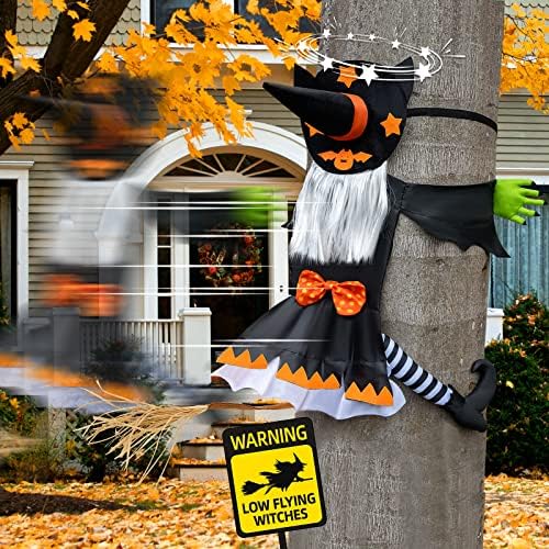 Halloween Decorations Outdoor Crashing Witch: 44'' Flying Crashed Witches Hanging into Tree - Halloween Decor for Yard Garden Porch