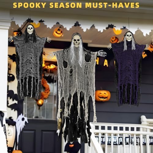 Halloween Decorations Outdoor/Indoor,Set of 3 Scary Hanging Ghosts