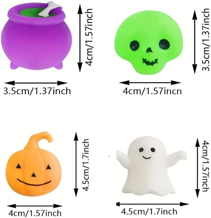 36Pcs Halloween Kawaii Squishies Treasure Box Mini Mochi Squishy Squeeze Toys Stress Reliever Anxiety Packs for Kids Halloween Party Favors (Halloween)