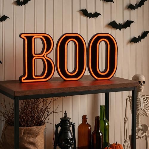 Halloween Decorations– BOO Light Up Sign for Halloween Decor Indoor